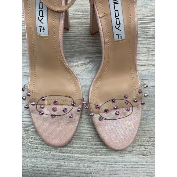 UNILADY METALLIC PINK / CLEAR STUDDED HEELS - Picture 10 of 12